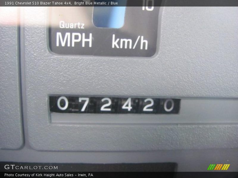 Bright Blue Metallic / Blue 1991 Chevrolet S10 Blazer Tahoe 4x4