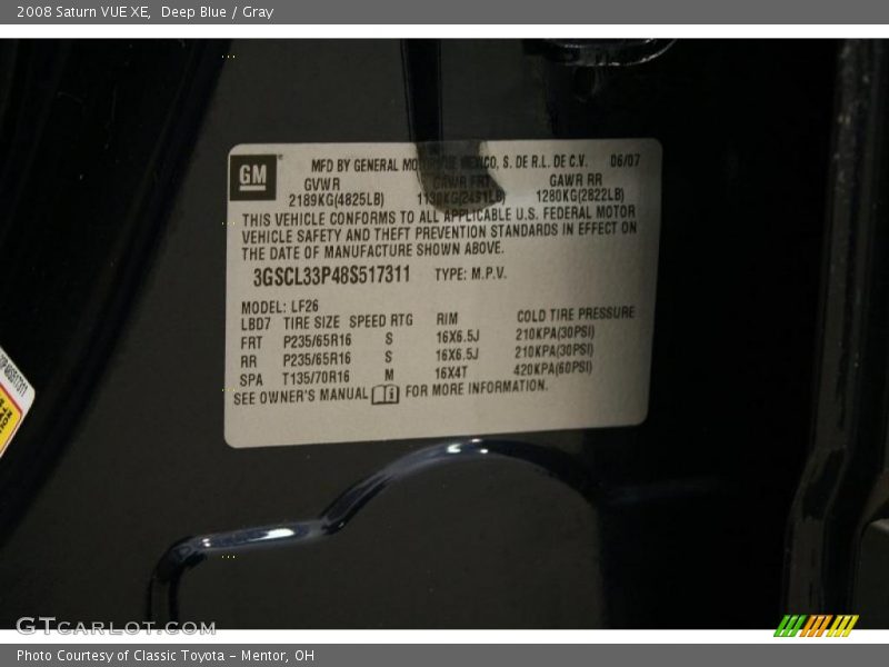 Deep Blue / Gray 2008 Saturn VUE XE