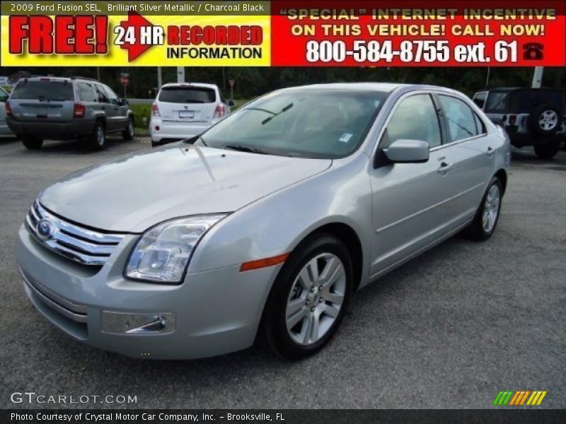 Brilliant Silver Metallic / Charcoal Black 2009 Ford Fusion SEL