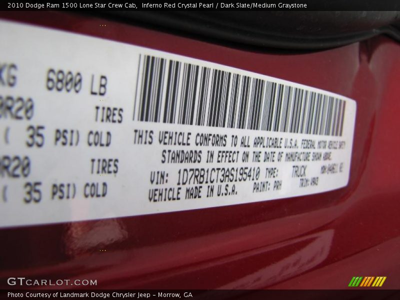 Inferno Red Crystal Pearl / Dark Slate/Medium Graystone 2010 Dodge Ram 1500 Lone Star Crew Cab
