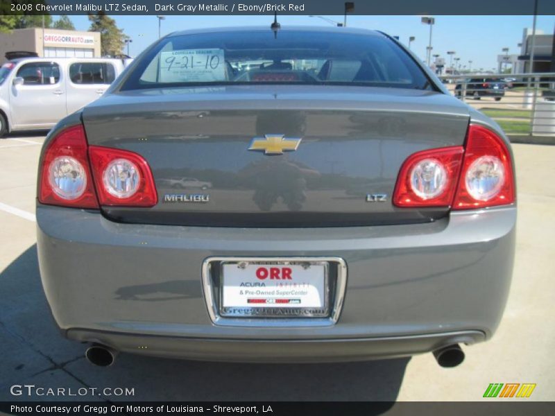 Dark Gray Metallic / Ebony/Brick Red 2008 Chevrolet Malibu LTZ Sedan