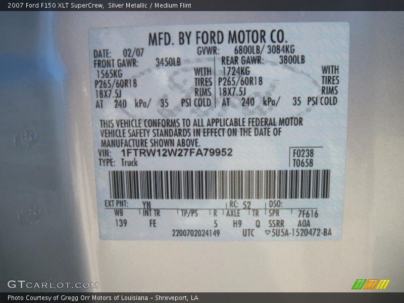 Silver Metallic / Medium Flint 2007 Ford F150 XLT SuperCrew