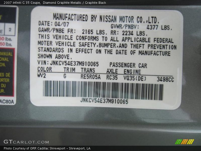 Diamond Graphite Metallic / Graphite Black 2007 Infiniti G 35 Coupe