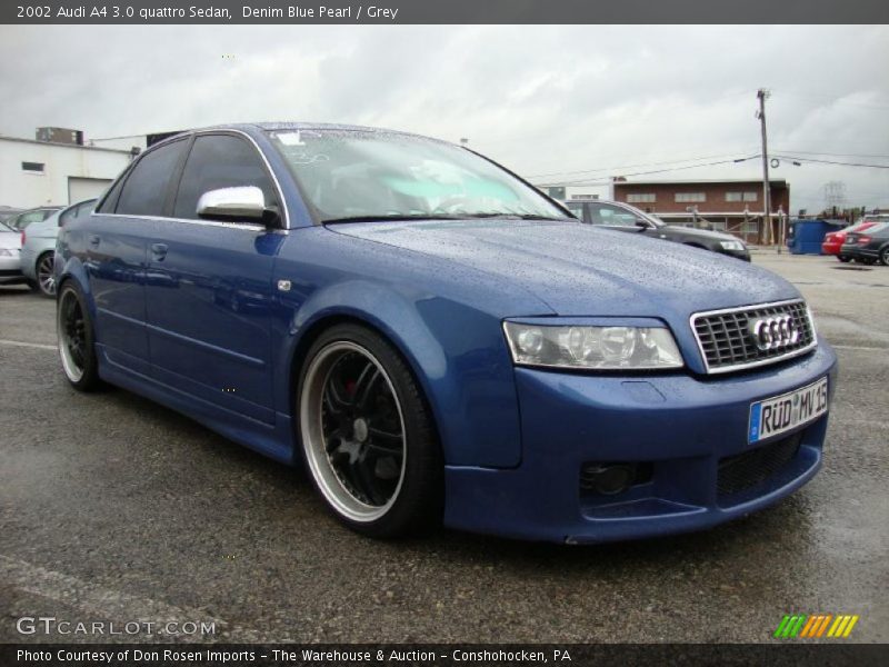 Denim Blue Pearl / Grey 2002 Audi A4 3.0 quattro Sedan