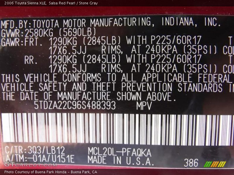 Salsa Red Pearl / Stone Gray 2006 Toyota Sienna XLE