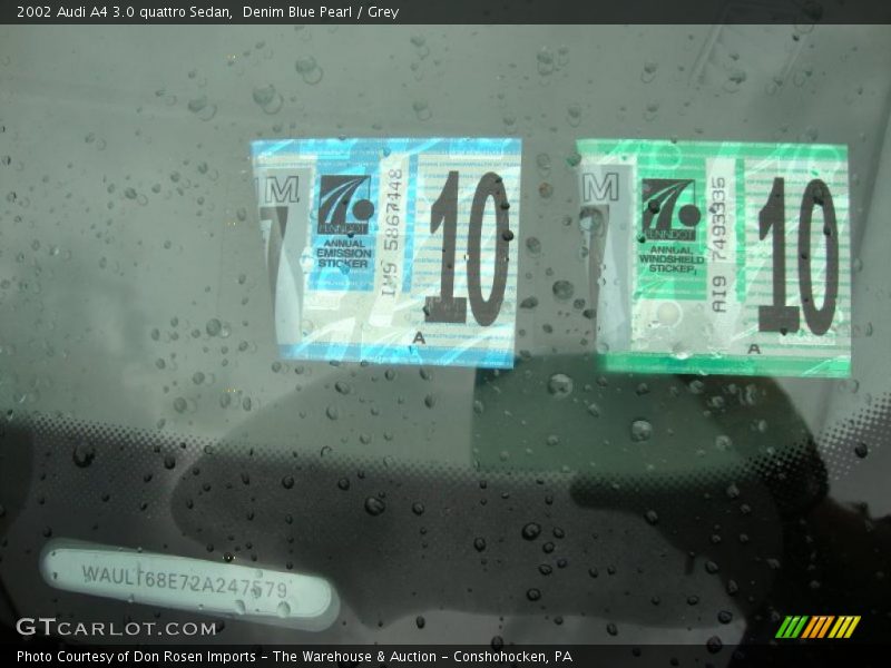 Denim Blue Pearl / Grey 2002 Audi A4 3.0 quattro Sedan