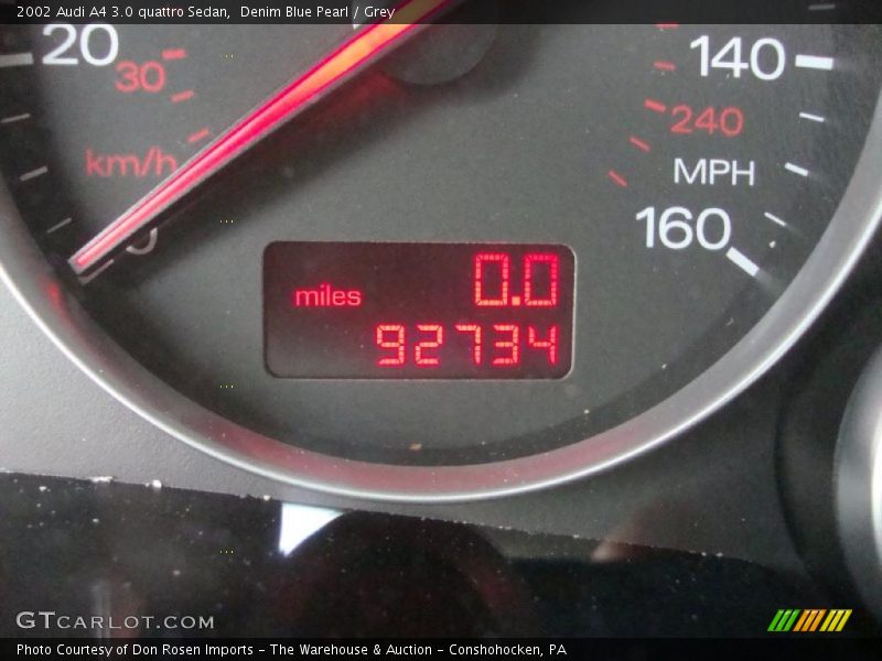 Denim Blue Pearl / Grey 2002 Audi A4 3.0 quattro Sedan