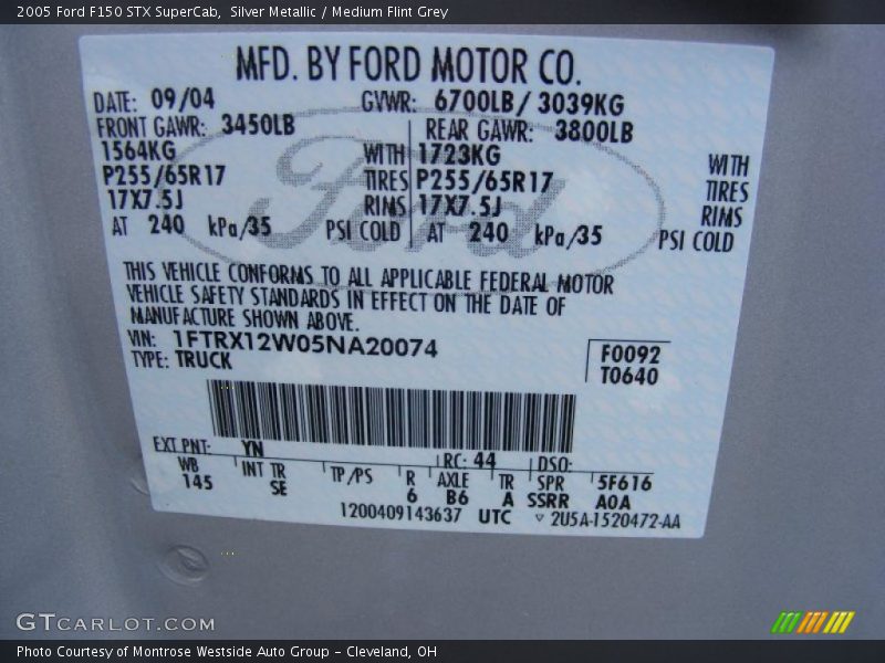 Silver Metallic / Medium Flint Grey 2005 Ford F150 STX SuperCab