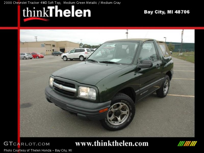 Medium Green Metallic / Medium Gray 2000 Chevrolet Tracker 4WD Soft Top