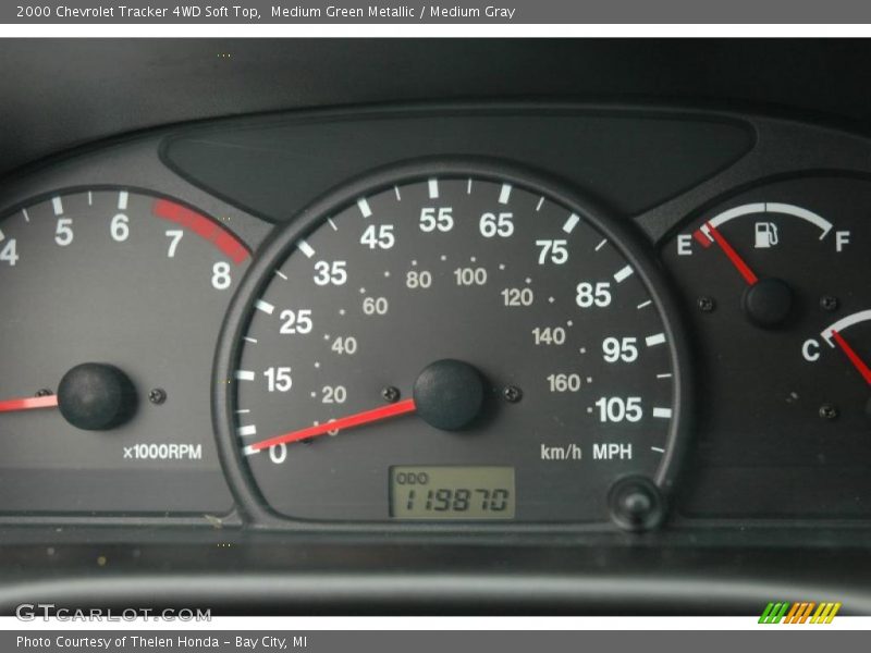 Medium Green Metallic / Medium Gray 2000 Chevrolet Tracker 4WD Soft Top