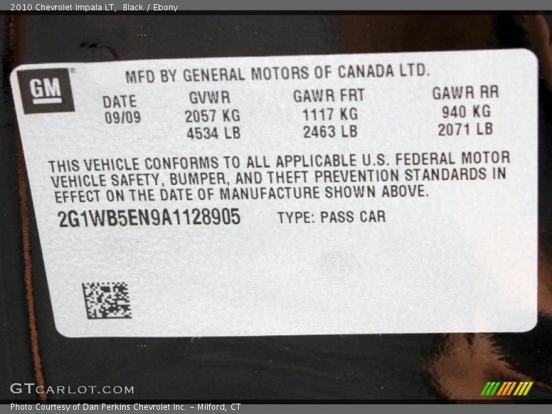Black / Ebony 2010 Chevrolet Impala LT