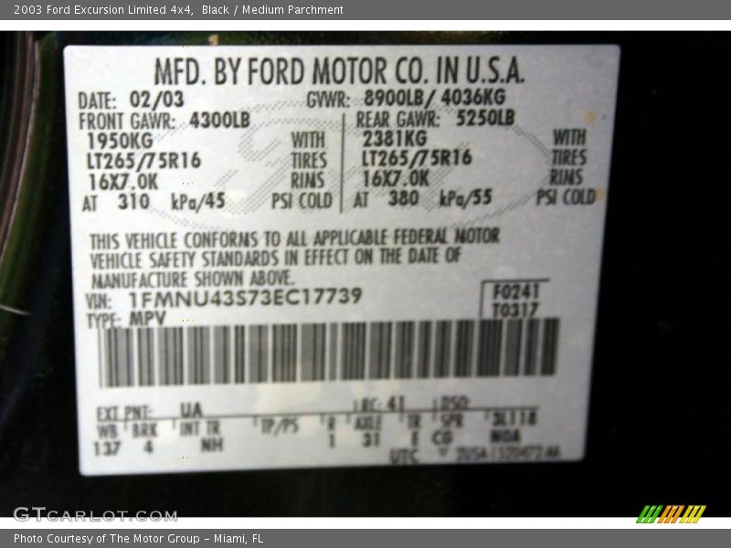 Black / Medium Parchment 2003 Ford Excursion Limited 4x4