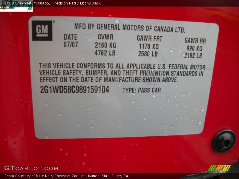 Precision Red / Ebony Black 2008 Chevrolet Impala SS