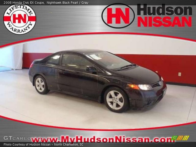 Nighthawk Black Pearl / Gray 2008 Honda Civic EX Coupe
