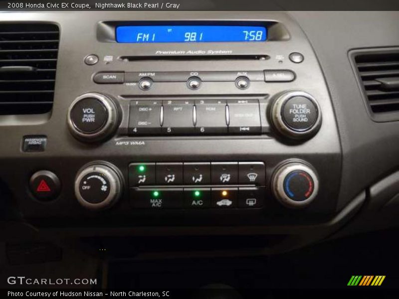 Nighthawk Black Pearl / Gray 2008 Honda Civic EX Coupe