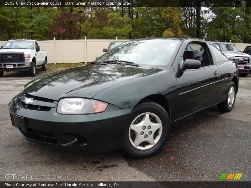 Dark Green Metallic / Graphite Gray 2003 Chevrolet Cavalier Coupe