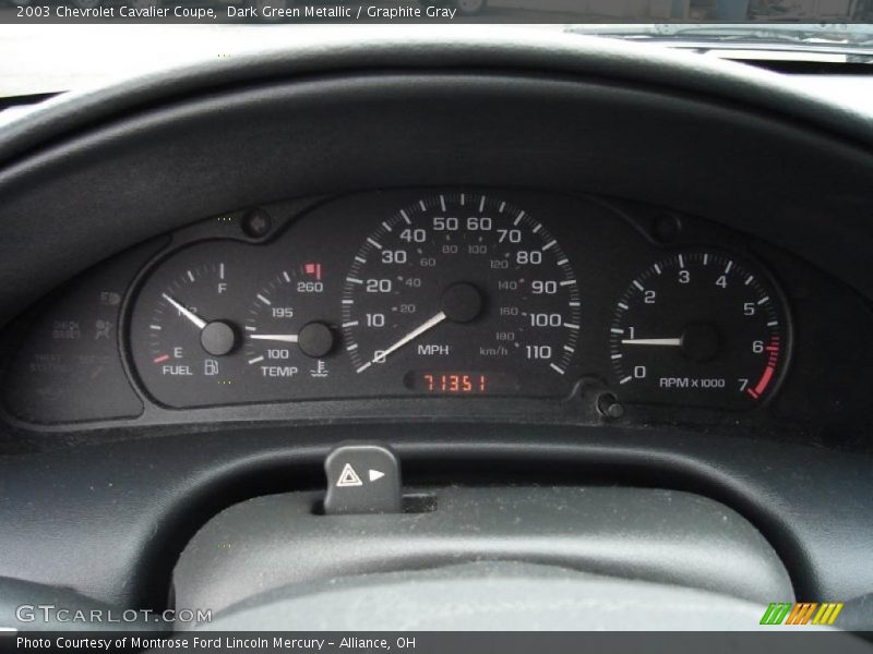 Dark Green Metallic / Graphite Gray 2003 Chevrolet Cavalier Coupe