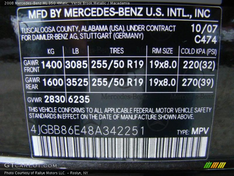 Verde Brook Metallic / Macadamia 2008 Mercedes-Benz ML 350 4Matic