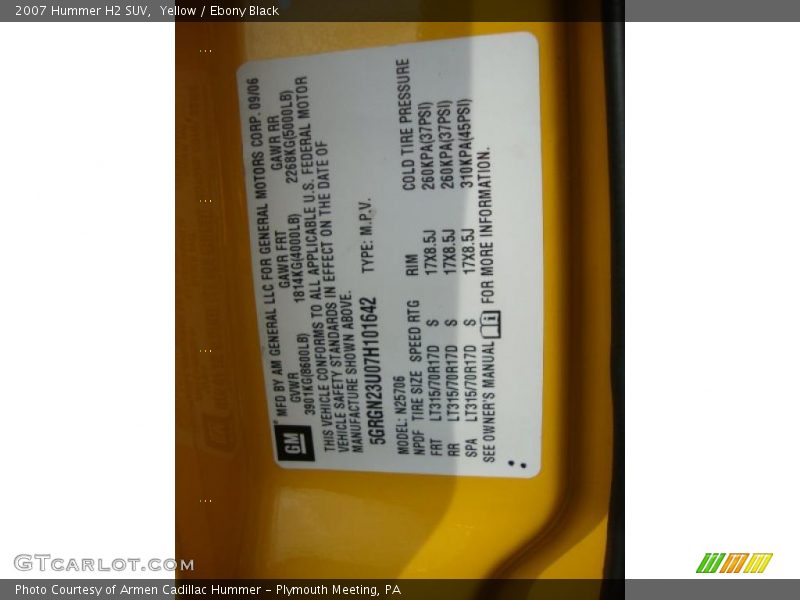 Yellow / Ebony Black 2007 Hummer H2 SUV