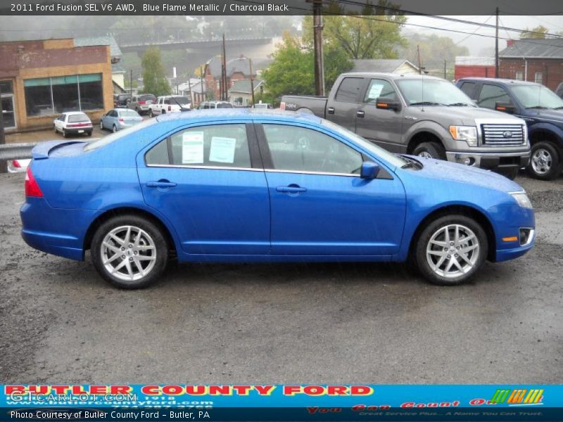 Blue Flame Metallic / Charcoal Black 2011 Ford Fusion SEL V6 AWD