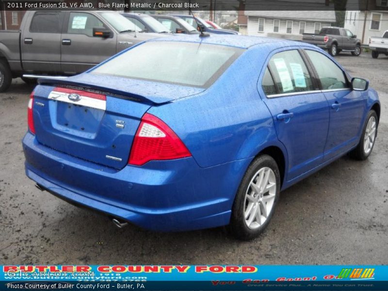 Blue Flame Metallic / Charcoal Black 2011 Ford Fusion SEL V6 AWD