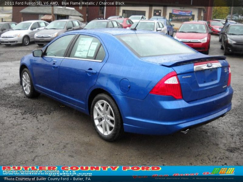 Blue Flame Metallic / Charcoal Black 2011 Ford Fusion SEL V6 AWD