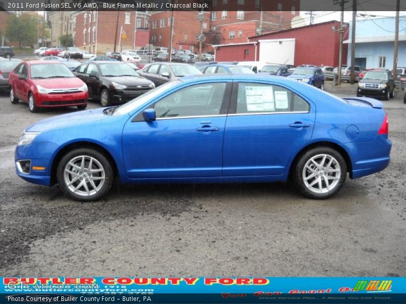 Blue Flame Metallic / Charcoal Black 2011 Ford Fusion SEL V6 AWD