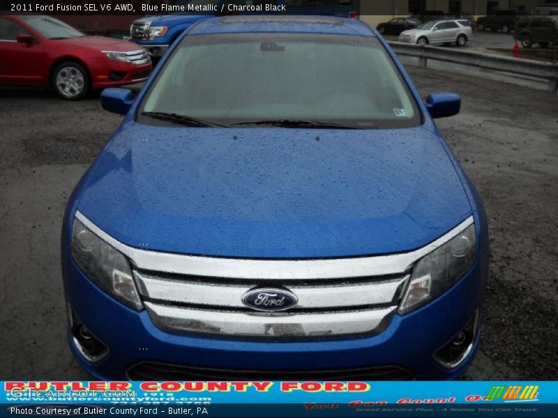 Blue Flame Metallic / Charcoal Black 2011 Ford Fusion SEL V6 AWD