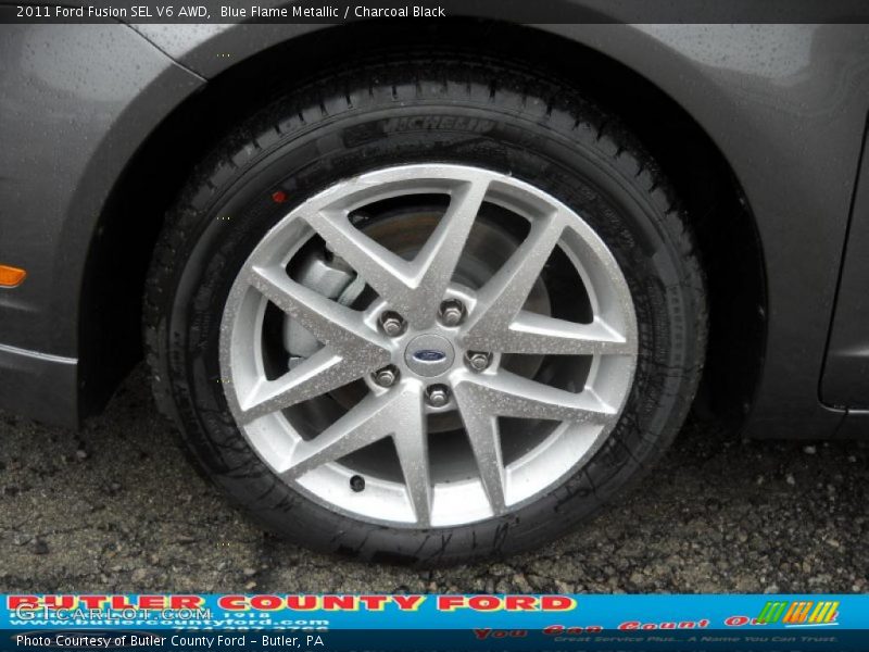 Blue Flame Metallic / Charcoal Black 2011 Ford Fusion SEL V6 AWD