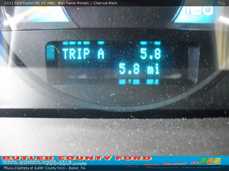 Blue Flame Metallic / Charcoal Black 2011 Ford Fusion SEL V6 AWD