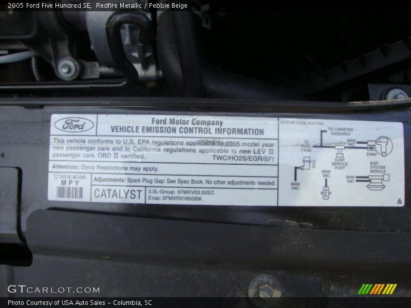 Redfire Metallic / Pebble Beige 2005 Ford Five Hundred SE