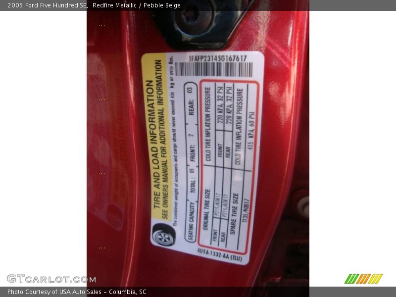Redfire Metallic / Pebble Beige 2005 Ford Five Hundred SE
