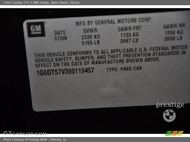 Black Raven / Ebony 2009 Cadillac CTS 4 AWD Sedan