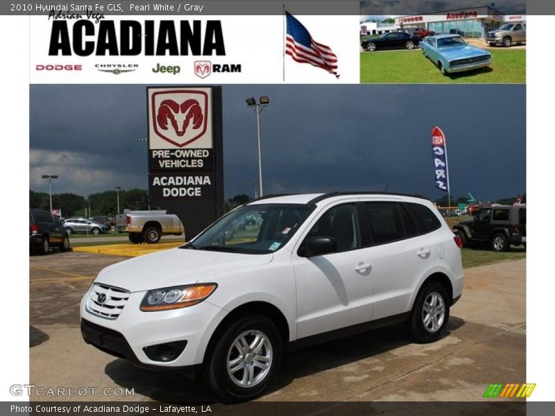 Pearl White / Gray 2010 Hyundai Santa Fe GLS