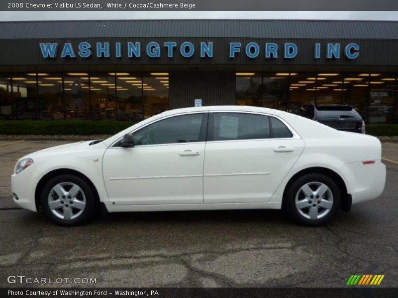 White / Cocoa/Cashmere Beige 2008 Chevrolet Malibu LS Sedan