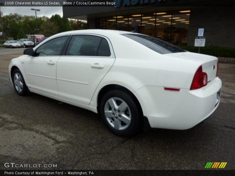 White / Cocoa/Cashmere Beige 2008 Chevrolet Malibu LS Sedan