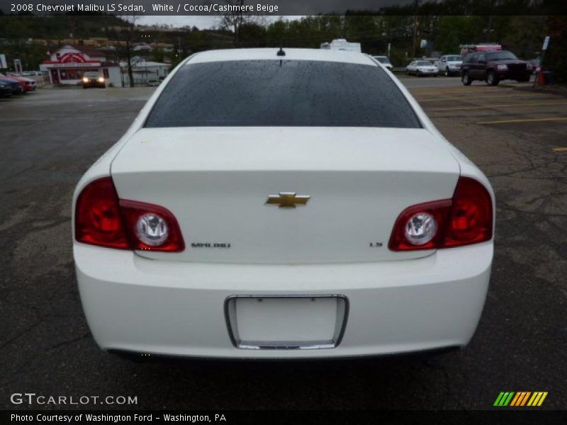 White / Cocoa/Cashmere Beige 2008 Chevrolet Malibu LS Sedan