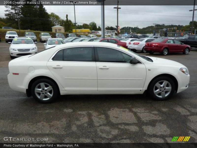 White / Cocoa/Cashmere Beige 2008 Chevrolet Malibu LS Sedan