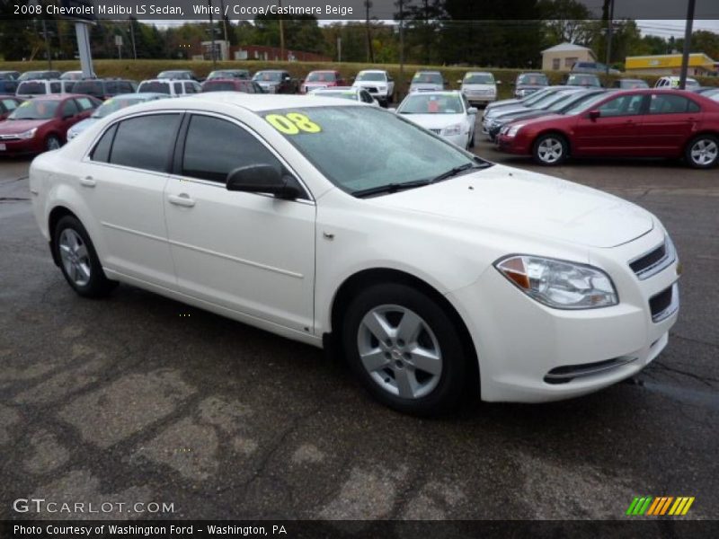White / Cocoa/Cashmere Beige 2008 Chevrolet Malibu LS Sedan