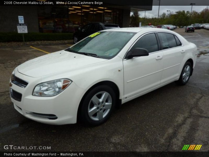 White / Cocoa/Cashmere Beige 2008 Chevrolet Malibu LS Sedan
