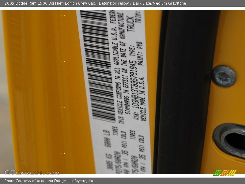 Detonator Yellow / Dark Slate/Medium Graystone 2009 Dodge Ram 1500 Big Horn Edition Crew Cab