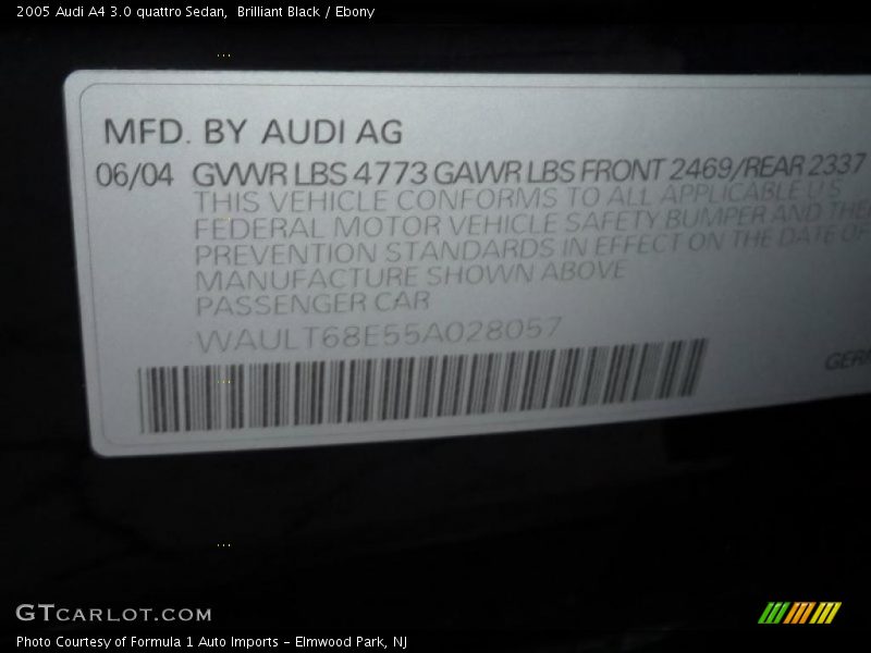 Brilliant Black / Ebony 2005 Audi A4 3.0 quattro Sedan