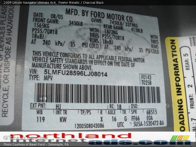 Pewter Metallic / Charcoal Black 2006 Lincoln Navigator Ultimate 4x4