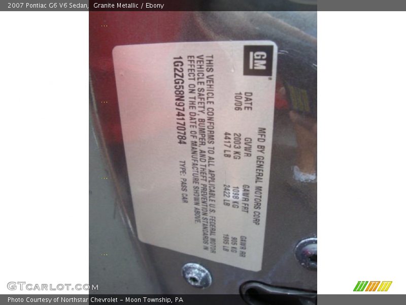 Granite Metallic / Ebony 2007 Pontiac G6 V6 Sedan