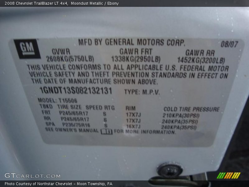 Moondust Metallic / Ebony 2008 Chevrolet TrailBlazer LT 4x4