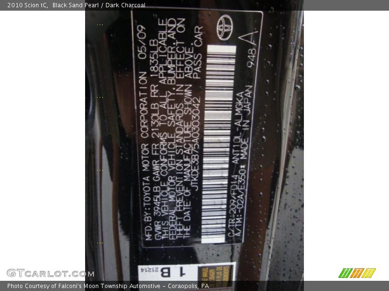 2010 tC  Black Sand Pearl Color Code 209