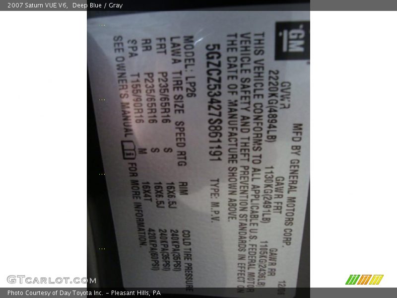 Deep Blue / Gray 2007 Saturn VUE V6