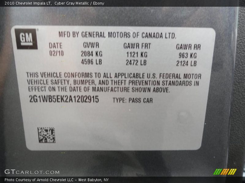 Cyber Gray Metallic / Ebony 2010 Chevrolet Impala LT