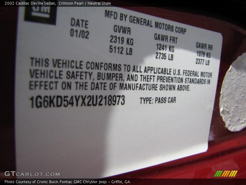 Crimson Pearl / Neutral Shale 2002 Cadillac DeVille Sedan