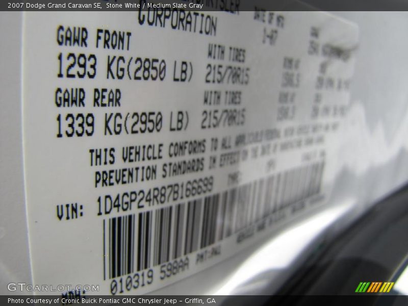 Stone White / Medium Slate Gray 2007 Dodge Grand Caravan SE